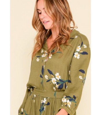 Brakeburn Primrose Olive Maxi Shirt Dress (Green) AW21